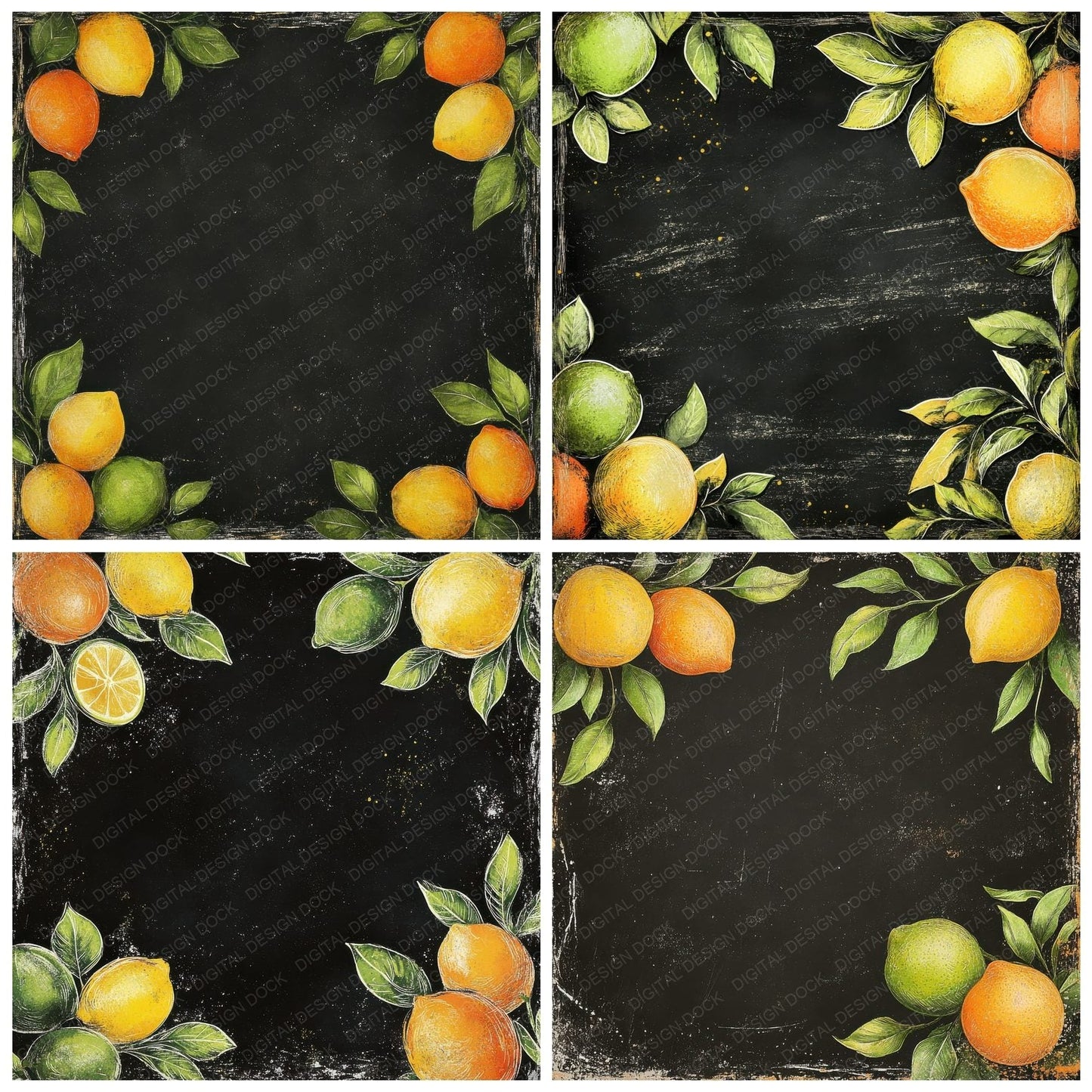 Chalk Citrus Frame Digital Paper Pack (DDD000850)
