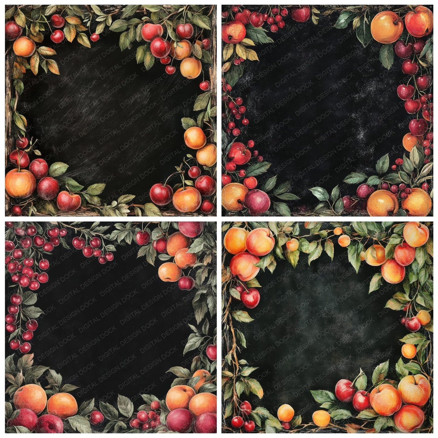 Chalk Orchard Fruits Digital Paper Pack (DDD000853)