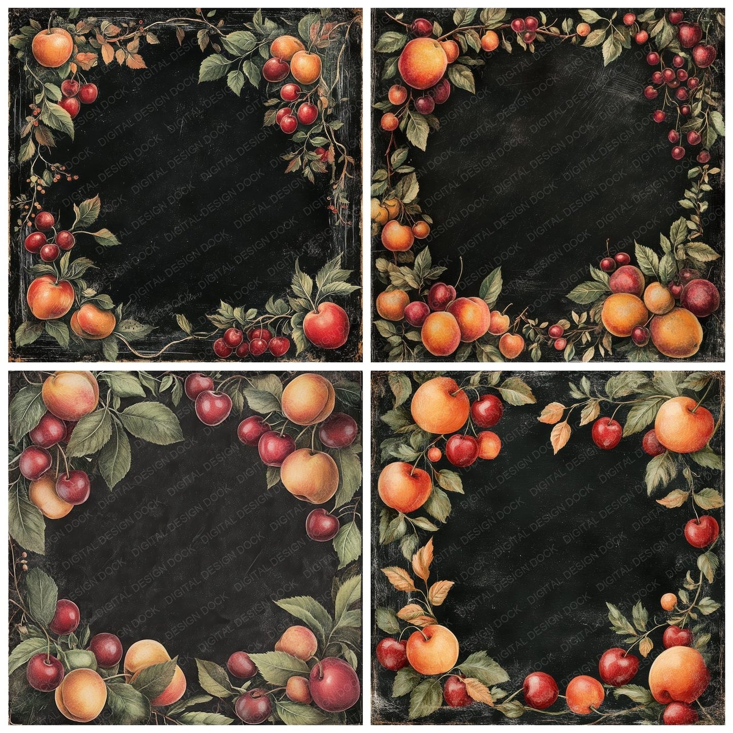 Chalk Orchard Fruits Digital Paper Pack (DDD000853)