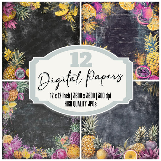 Chalk Tropical Fruit Digital Paper Pack (DDD000854)