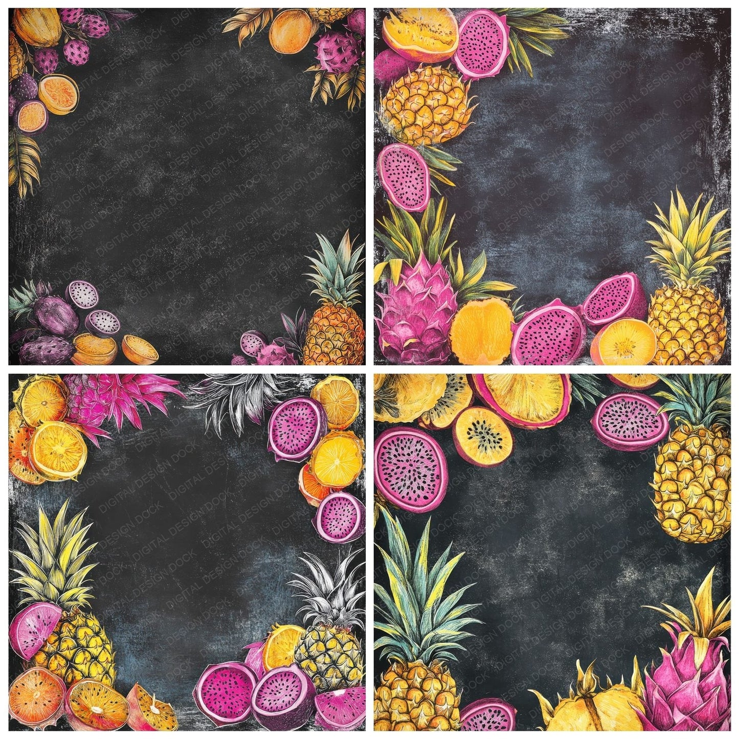 Chalk Tropical Fruit Digital Paper Pack (DDD000854)