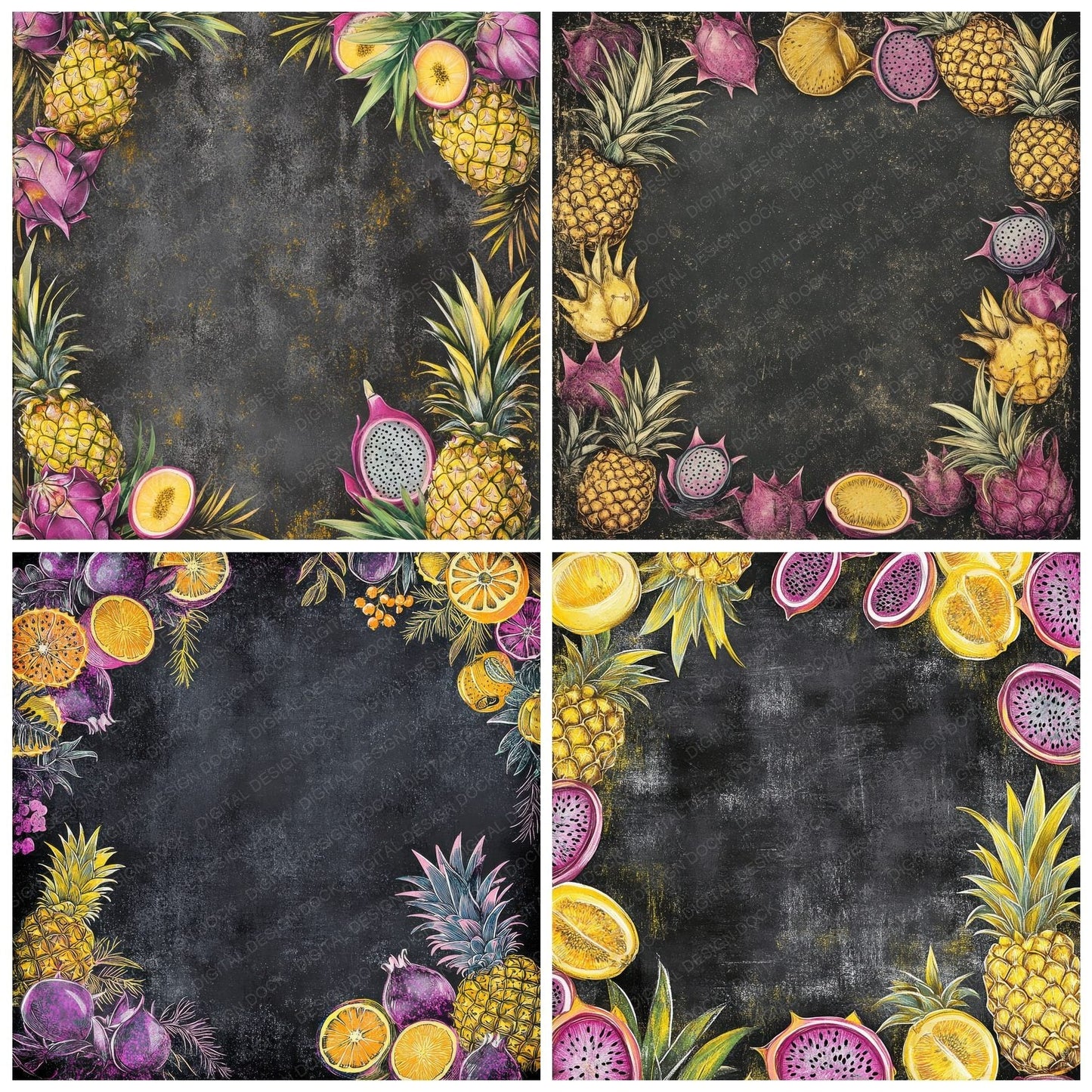 Chalk Tropical Fruit Digital Paper Pack (DDD000854)