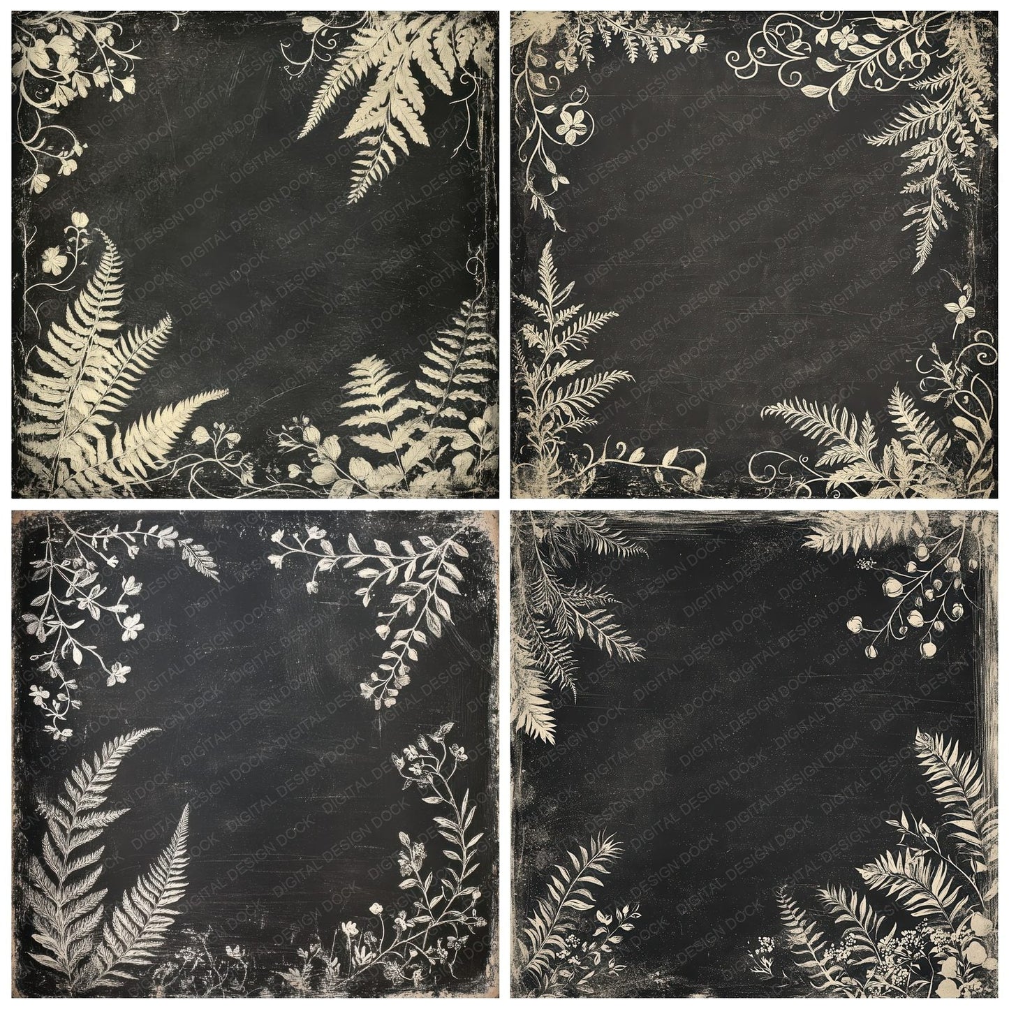 Charcoal Chalk Botanicals Digital Paper Pack (DDD000866)