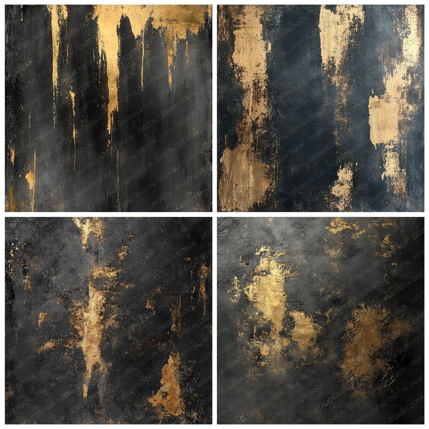 Charcoal Gold Brush Digital Paper Pack (DDD000872)