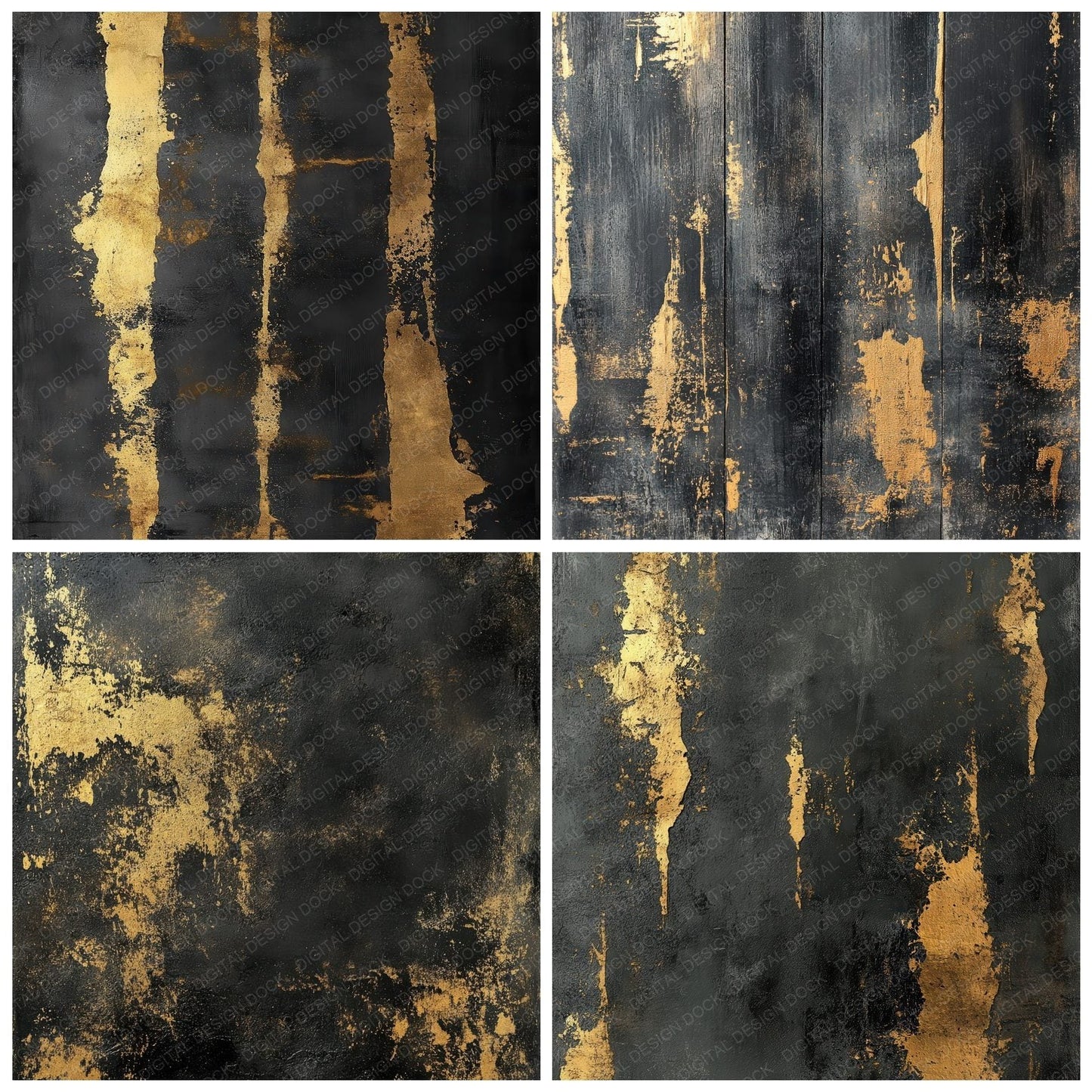Charcoal Gold Brush Digital Paper Pack (DDD000872)