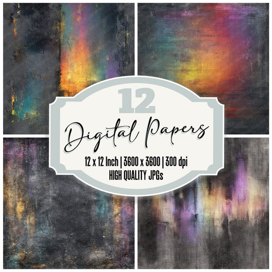 Charcoal Iridescent Mesh Bleed Digital Paper Pack (DDD000875)