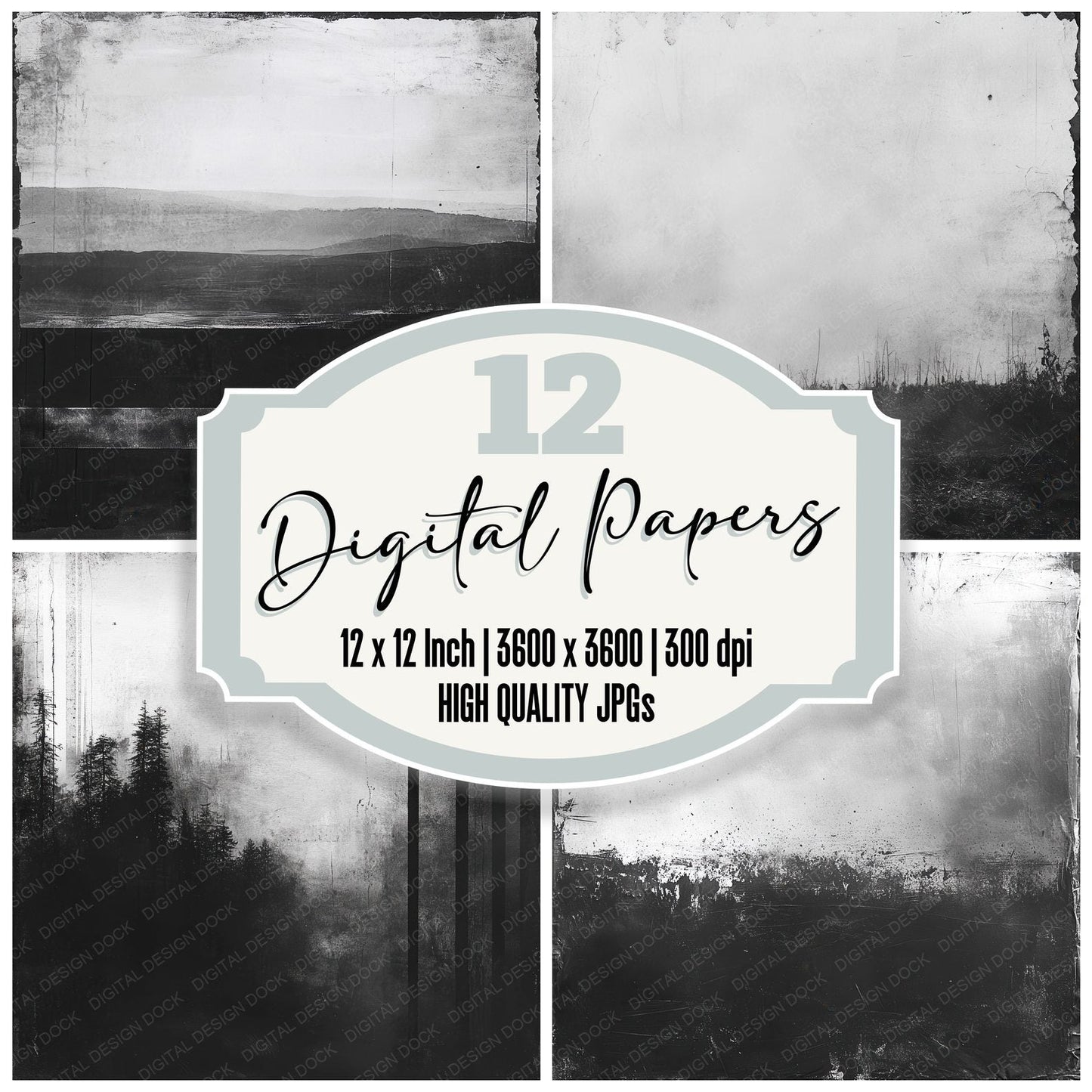 Charcoal Scan Label Digital Paper Pack (DDD000880)