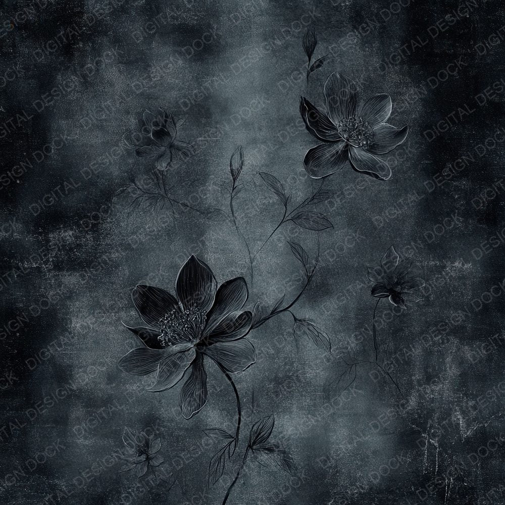 Charcoal Sketch Florals Digital Paper Pack (DDD000881)