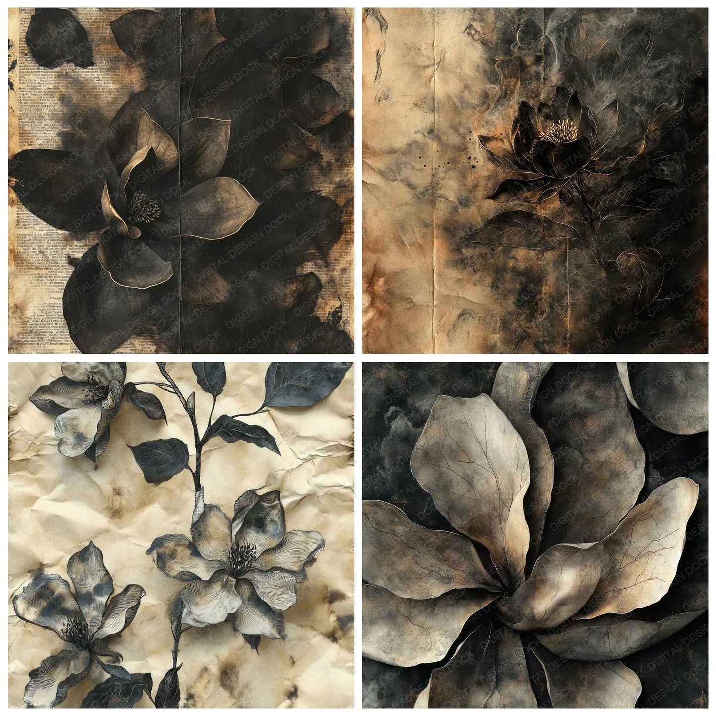 Charred Magnolia Smoke Digital Paper Pack (DDD000888)