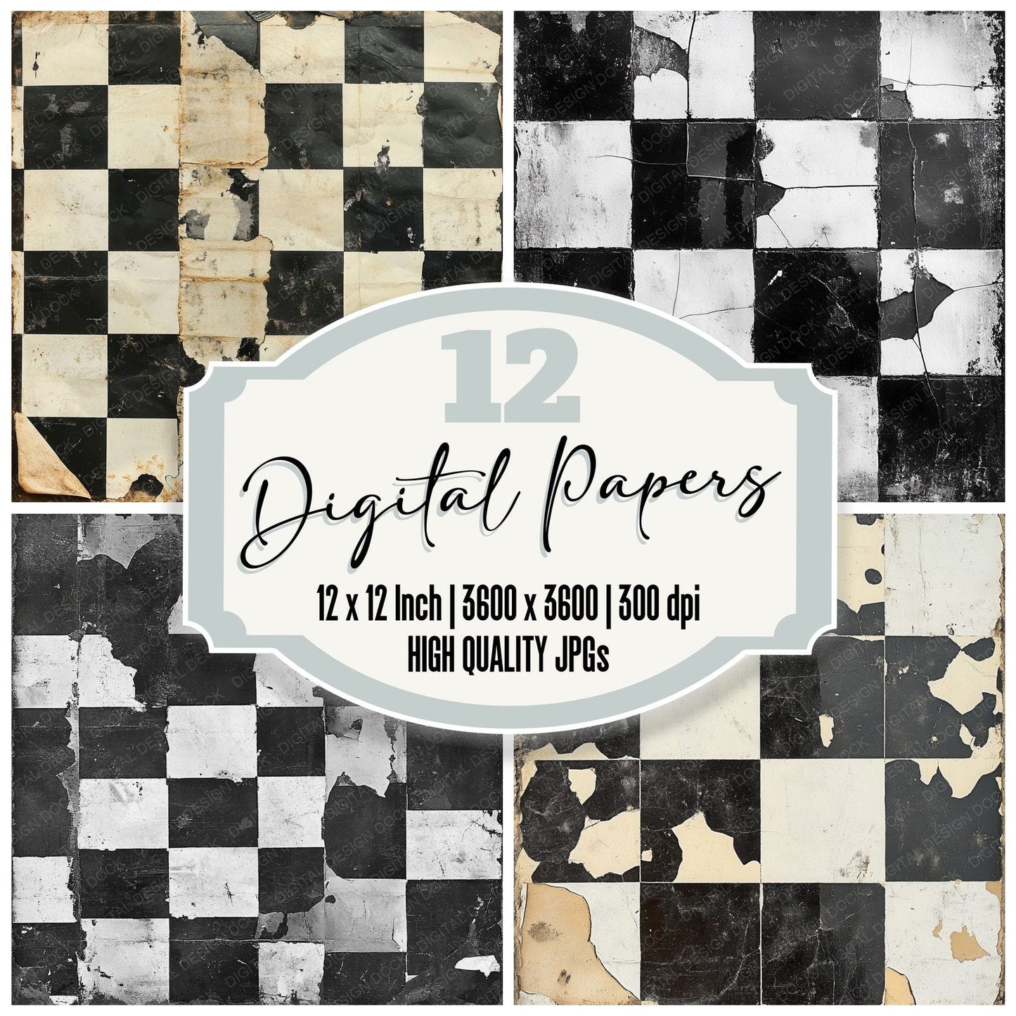 Checkerboard Distress Digital Paper Pack (DDD000891)