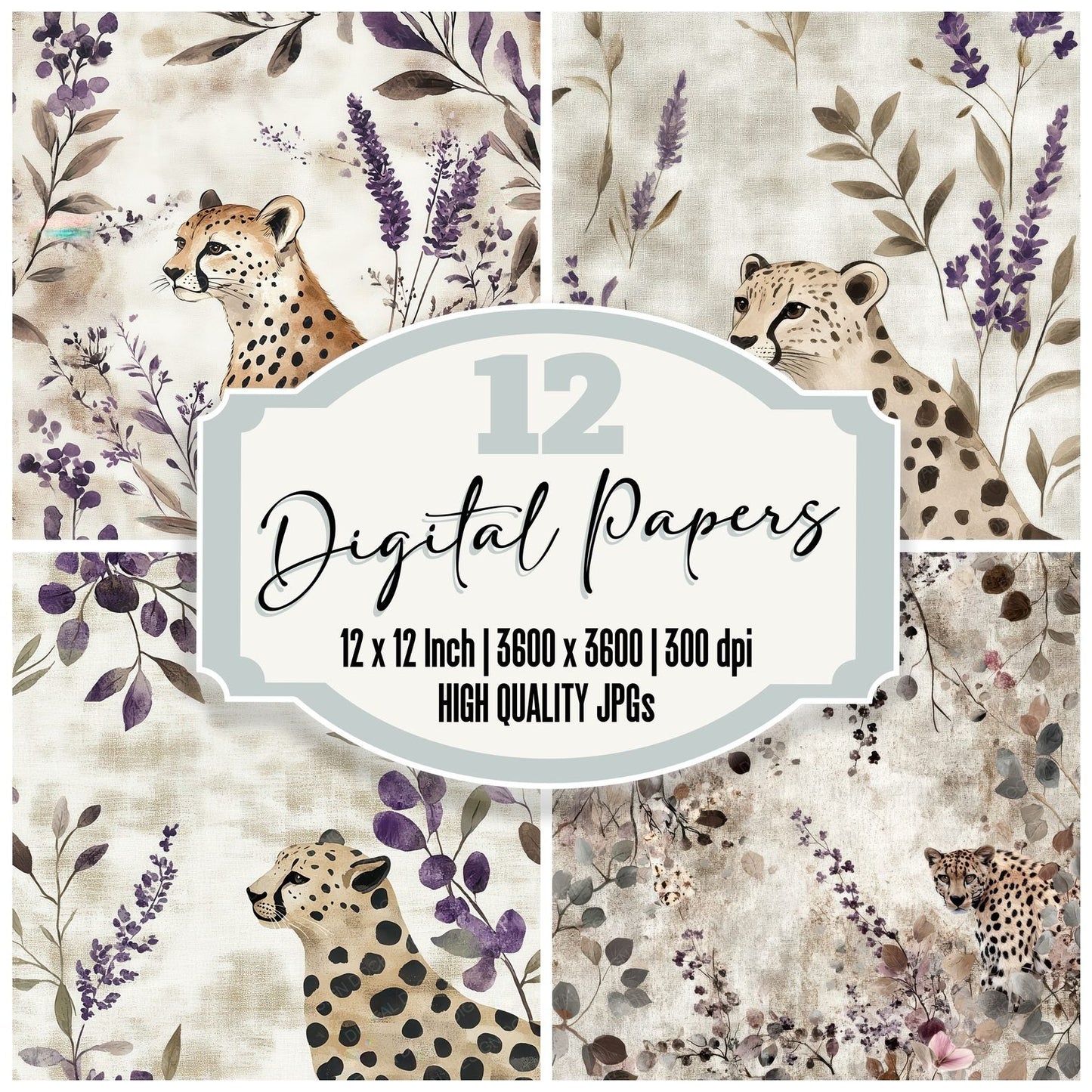Cheetah Lavender Soft Digital Paper Pack (DDD000893)