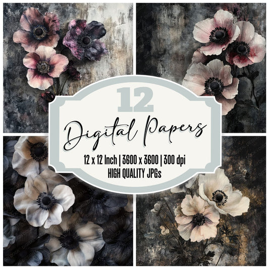 Chiaroscuro Anemone Velvet Digital Paper Pack (DDD000898)
