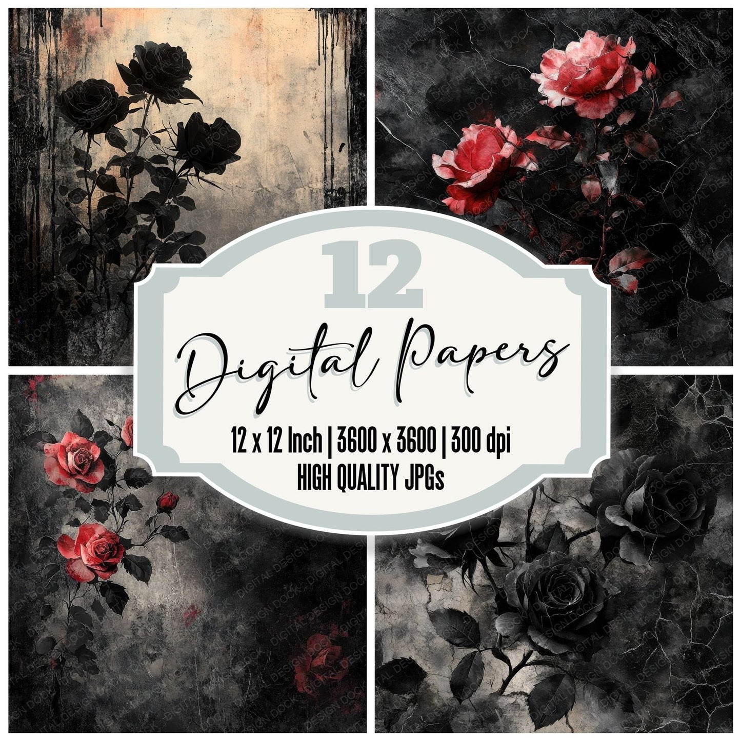 Chiaroscuro Rose Velve Digital Paper Pack (DDD000899)