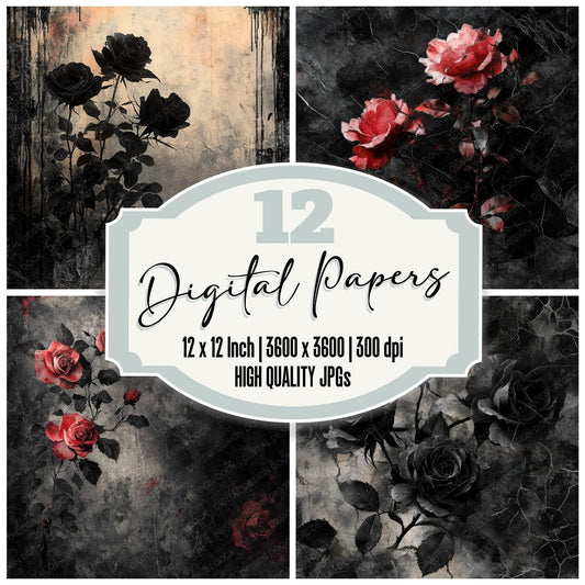 Chiaroscuro Rose Velve Digital Paper Pack (DDD000899)