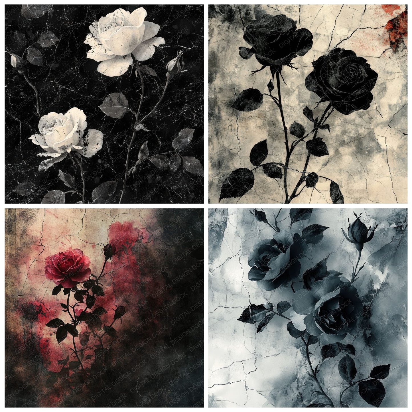 Chiaroscuro Rose Velve Digital Paper Pack (DDD000899)