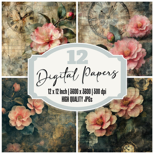 Chronotopic Camellia Clock Digital Paper Pack (DDD000956)