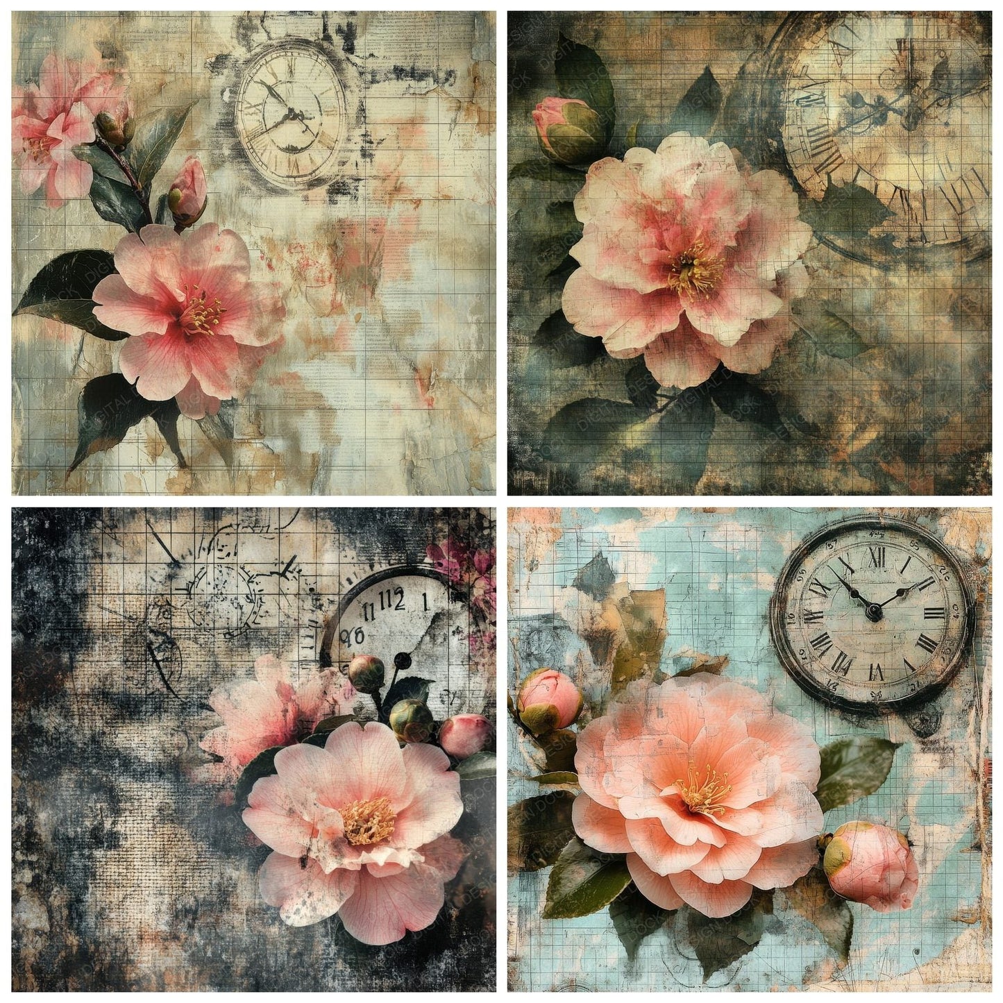 Chronotopic Camellia Clock Digital Paper Pack (DDD000956)