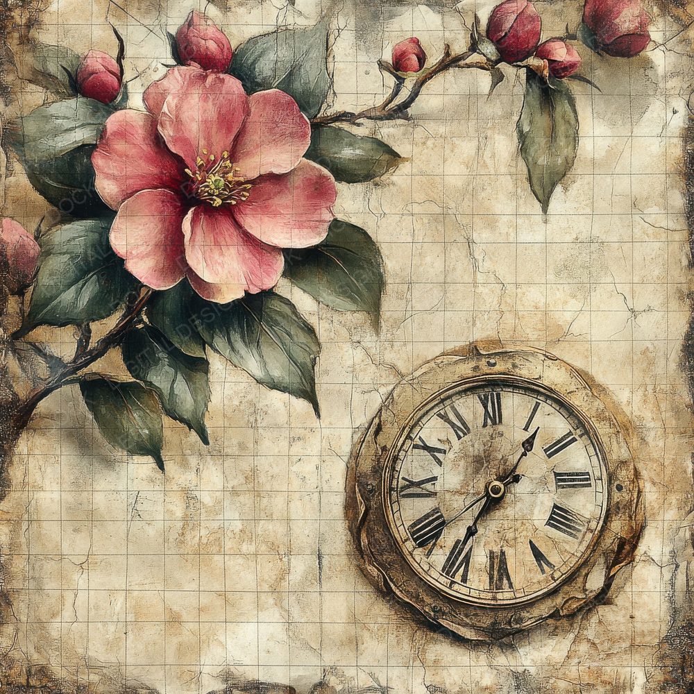 Chronotopic Camellia Clock Digital Paper Pack (DDD000956)