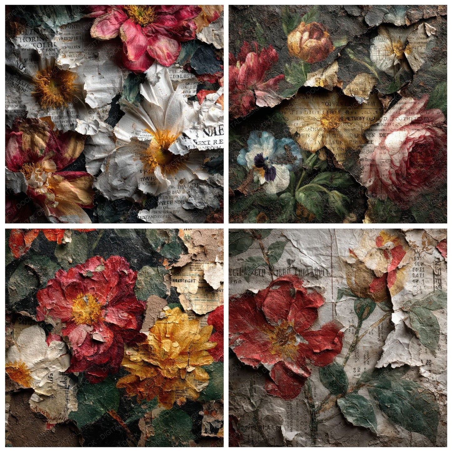 Cinema Poster Floral Shadow Digital Paper Pack (DDD000960)