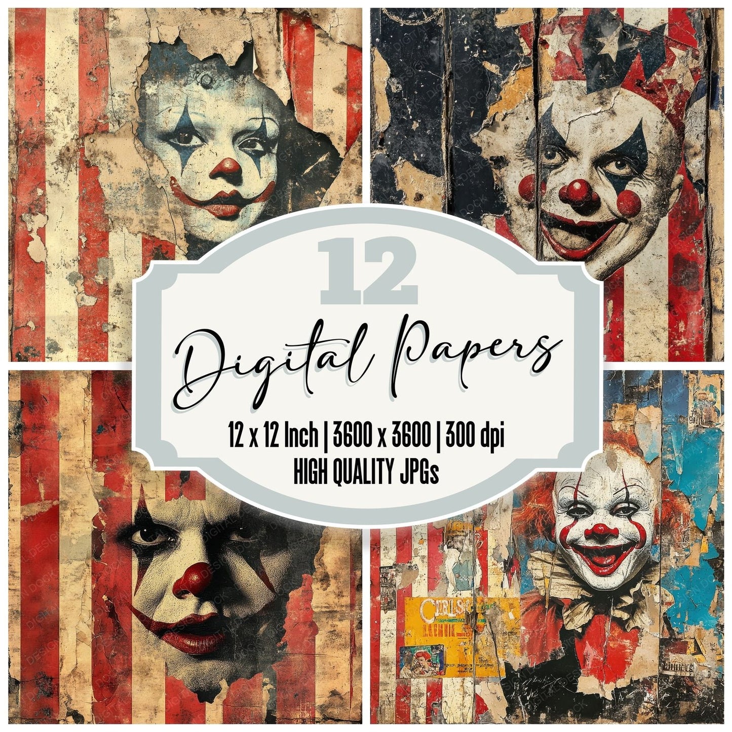 Circus Poster Fade Digital Paper Pack (DDD000966)
