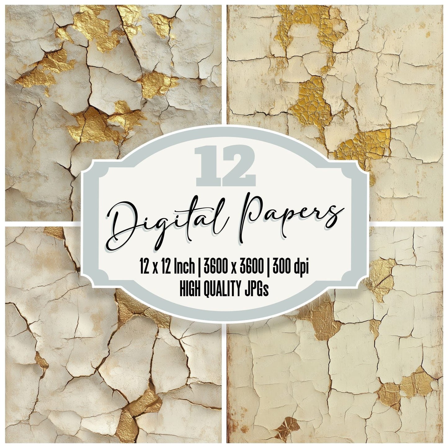 Clay Gilded Crack Digital Paper Pack (DDD000979)
