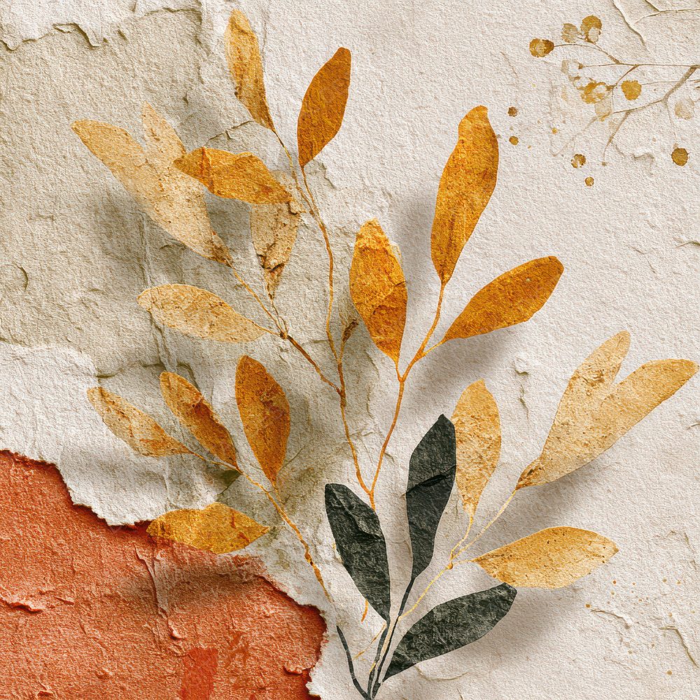 Clay Ochre Olive Branch Digital Paper Pack (DDD000982)