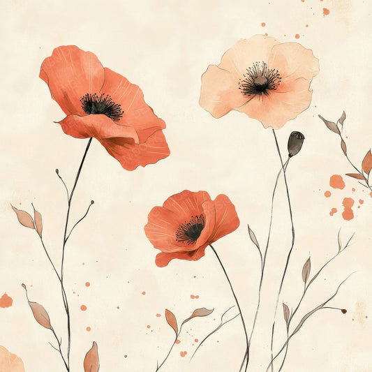 Clay Poppy Silhouette Digital Paper Pack (DDD000983)