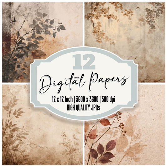Clay Sepia Rain Foliage Digital Paper Pack (DDD000984)
