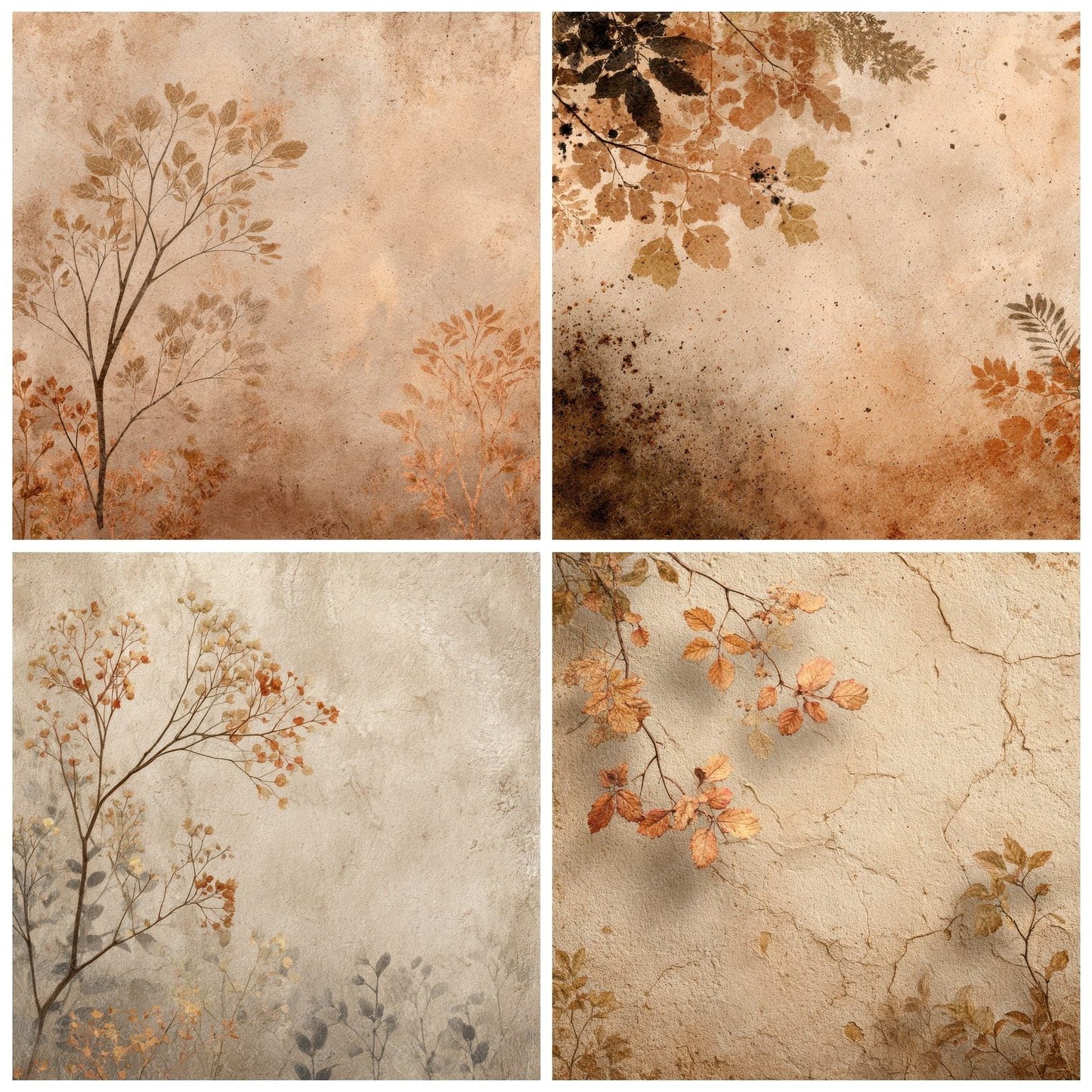 Clay Sepia Rain Foliage Digital Paper Pack (DDD000984)