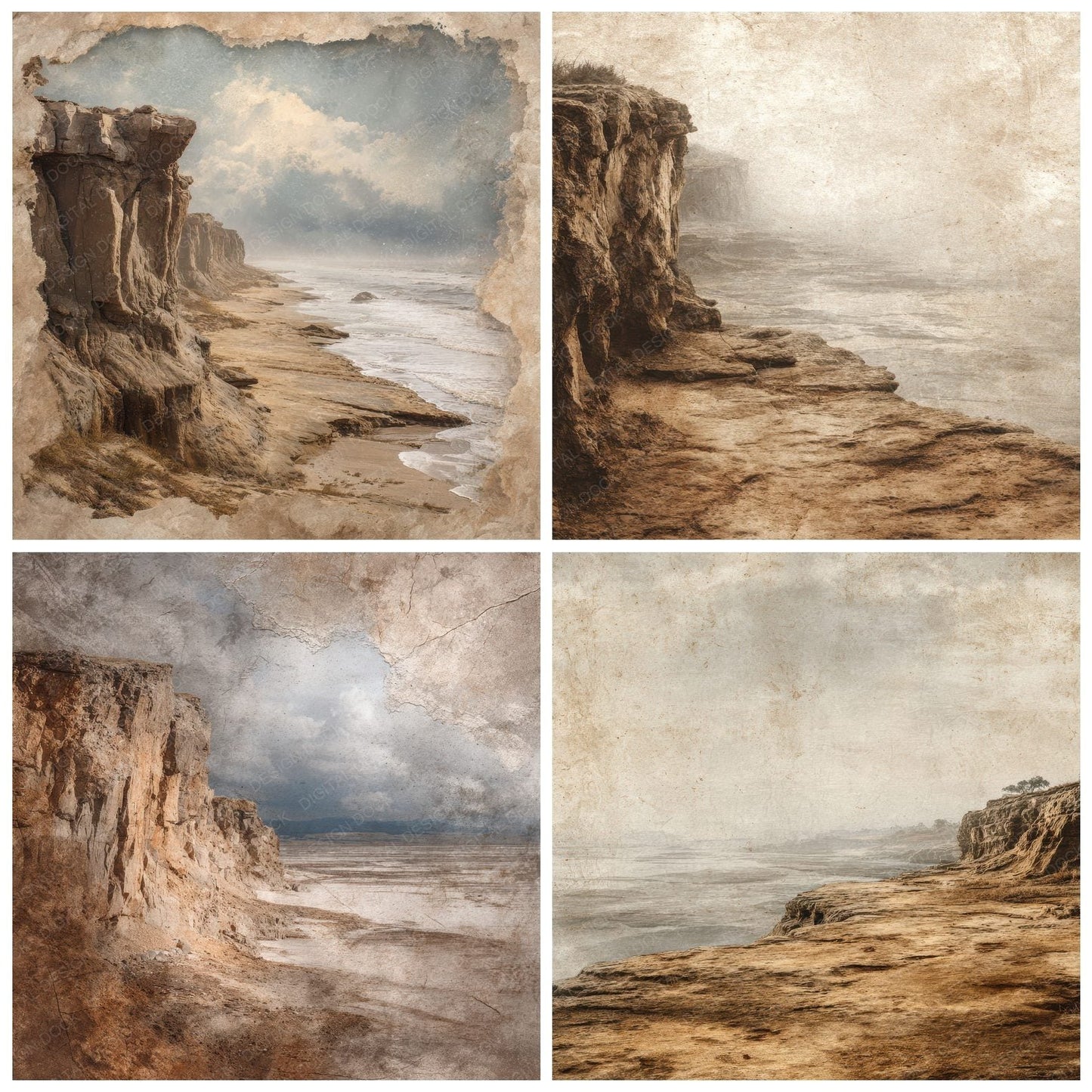 Cliff Coast Earth Erosion Tide Digital Paper Pack (DDD000989)