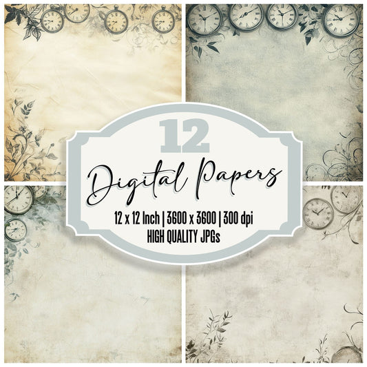 Clock Leaf Time Fade Digital Paper Pack (DDD000991)