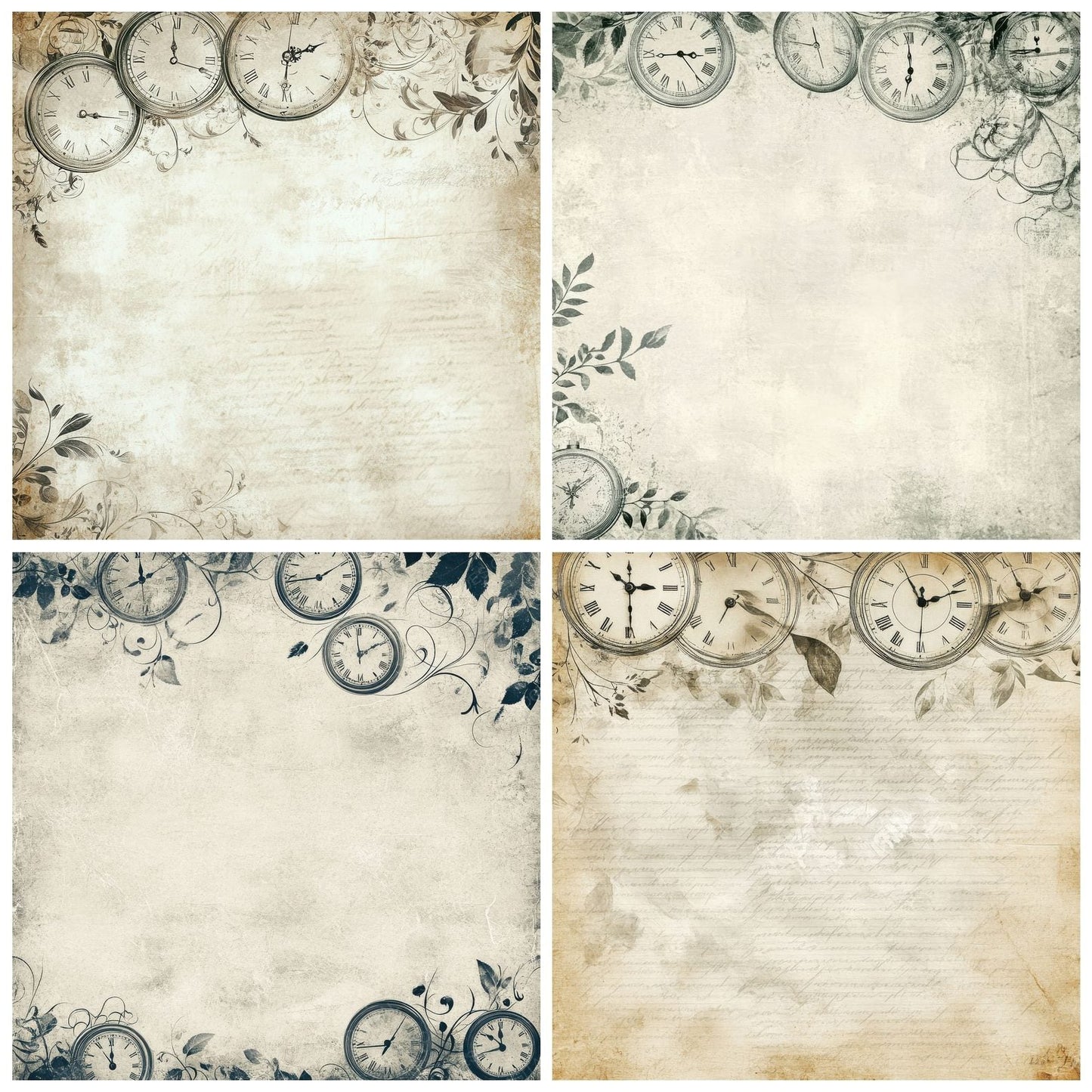 Clock Leaf Time Fade Digital Paper Pack (DDD000991)