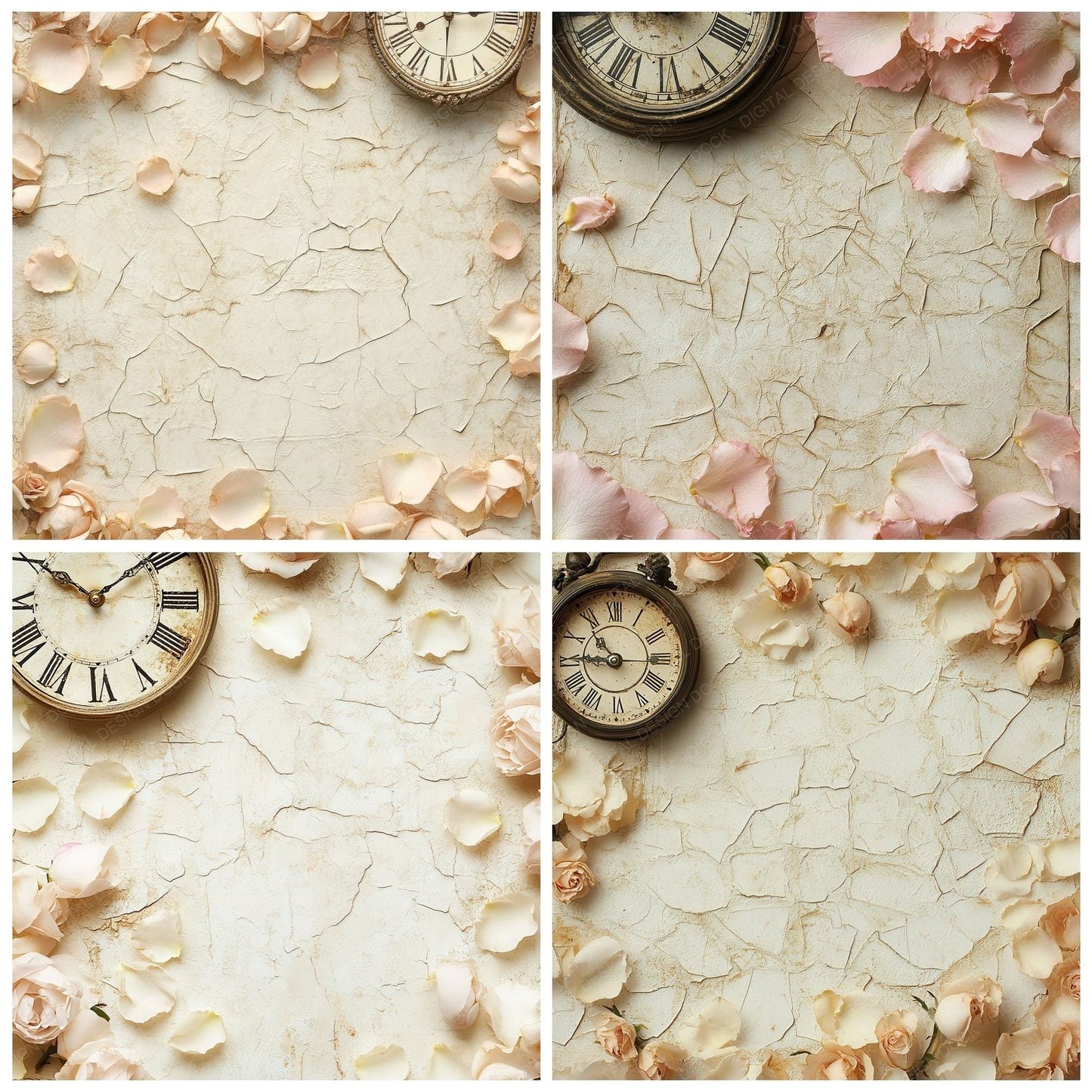 Clock Rose Petal Fade Digital Paper Pack (DDD000992)