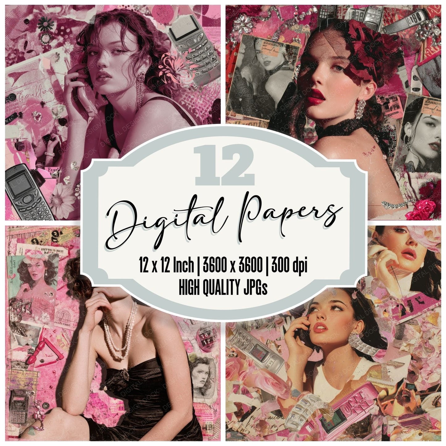 Collage 2000s Y2K Diva Digital Paper Pack (DDD001021)