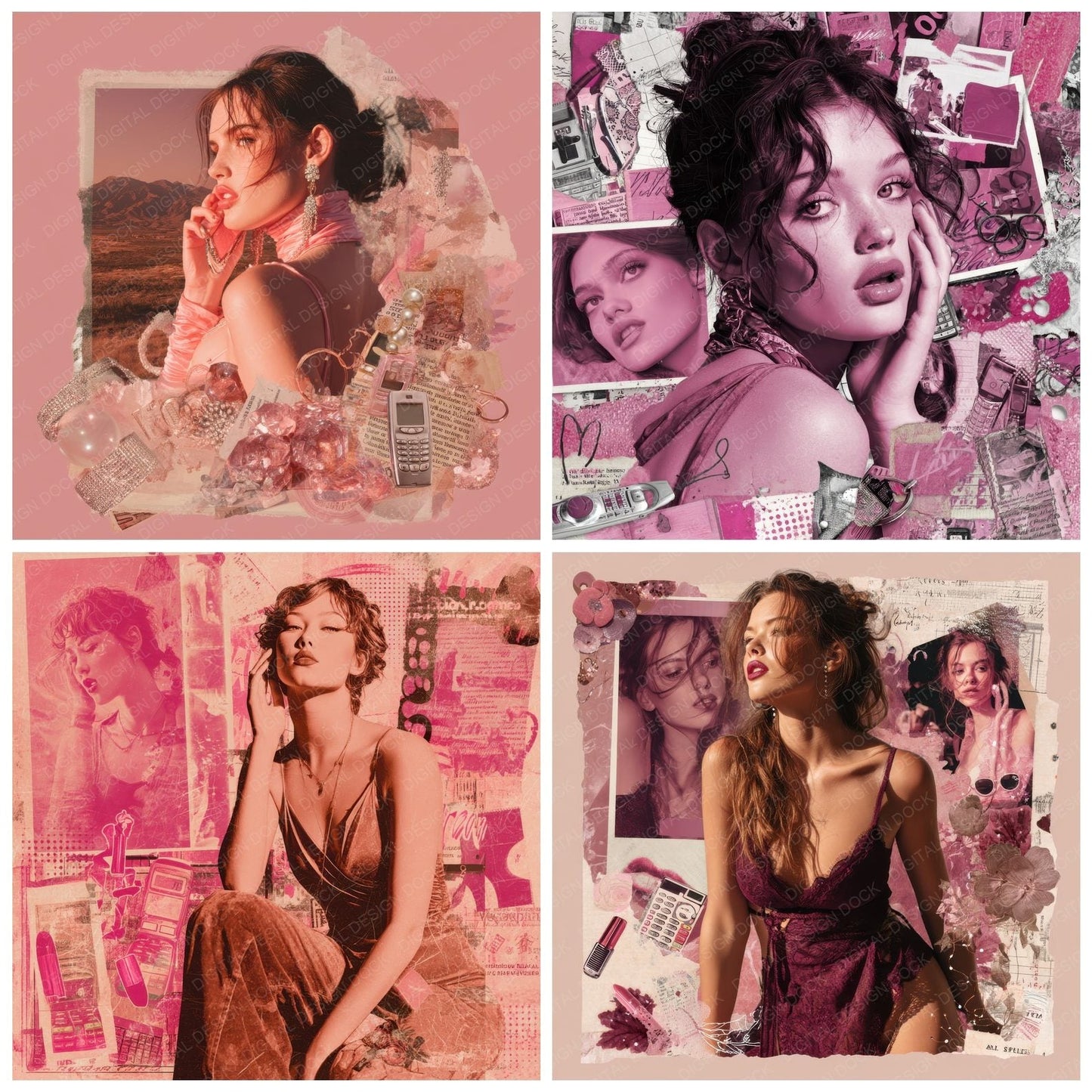 Collage 2000s Y2K Diva Digital Paper Pack (DDD001021)