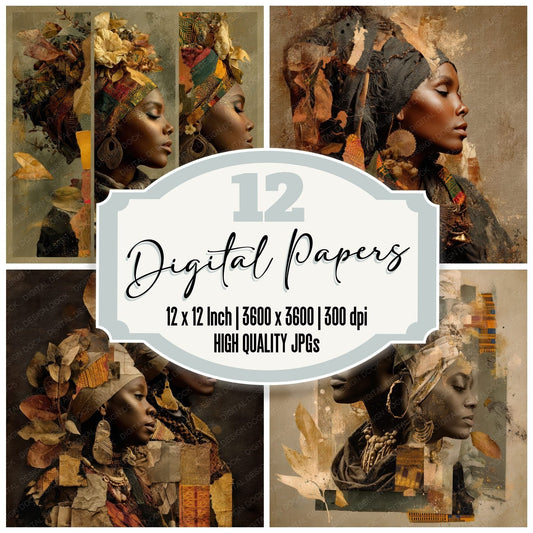 Collage African Radiance Layered Digital Paper Pack (DDD001023)