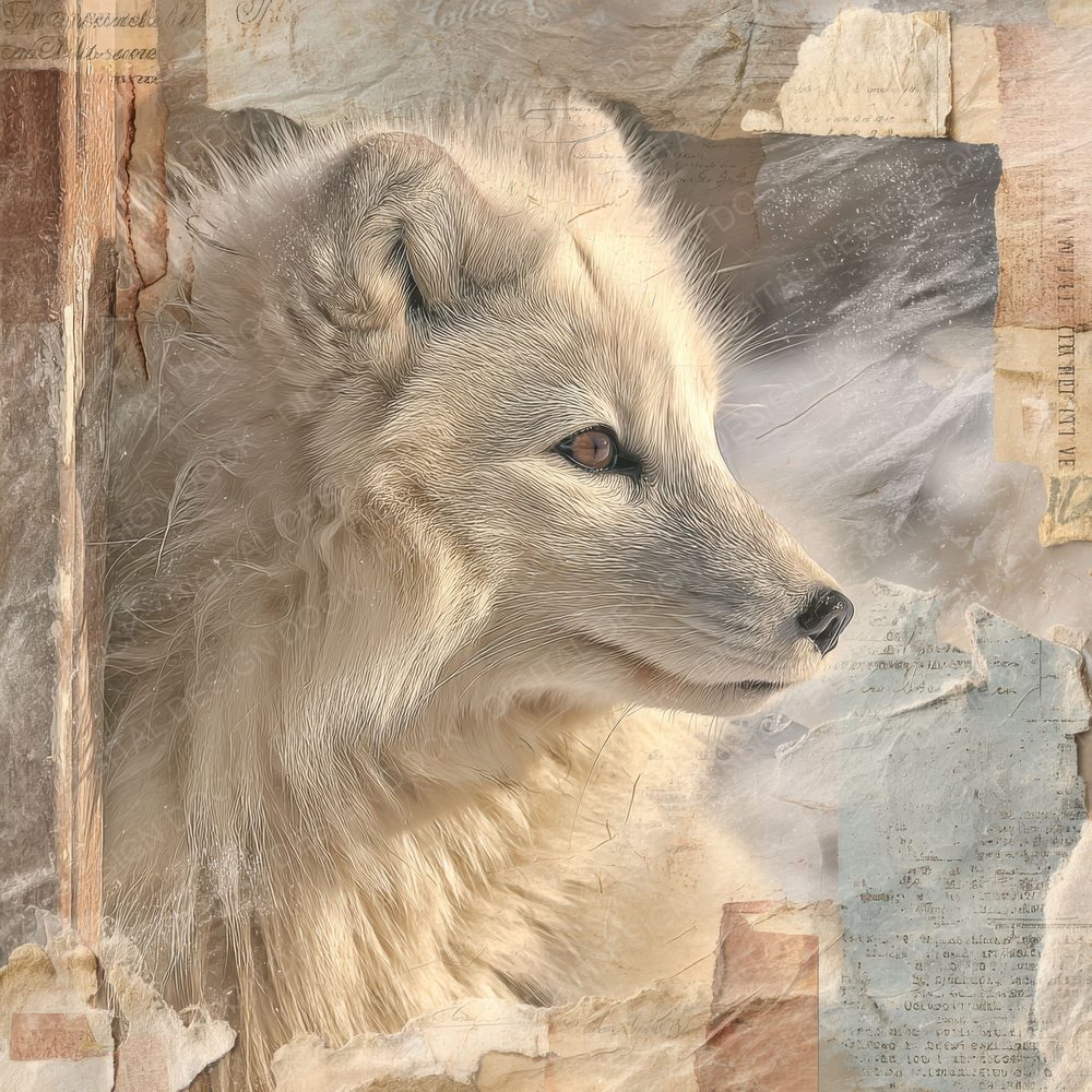 Collage Arctic Fox Ice Tones Digital Paper Pack (DDD001027)