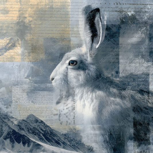 Collage Arctic Hare Tundra Sheet Digital Paper Pack (DDD001028)