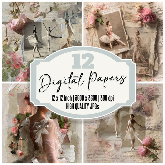 Collage Ballet Rose Muse Digital Paper Pack (DDD001030)