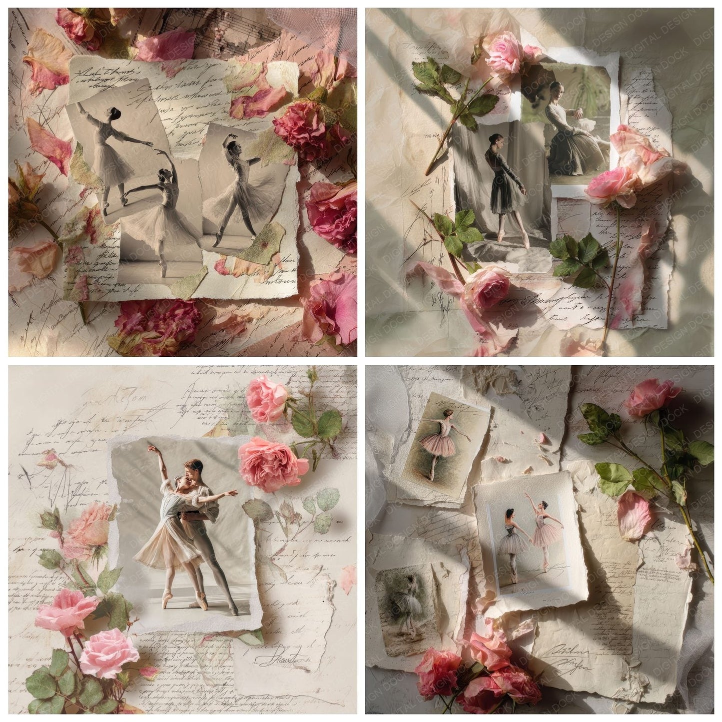 Collage Ballet Rose Muse Digital Paper Pack (DDD001030)