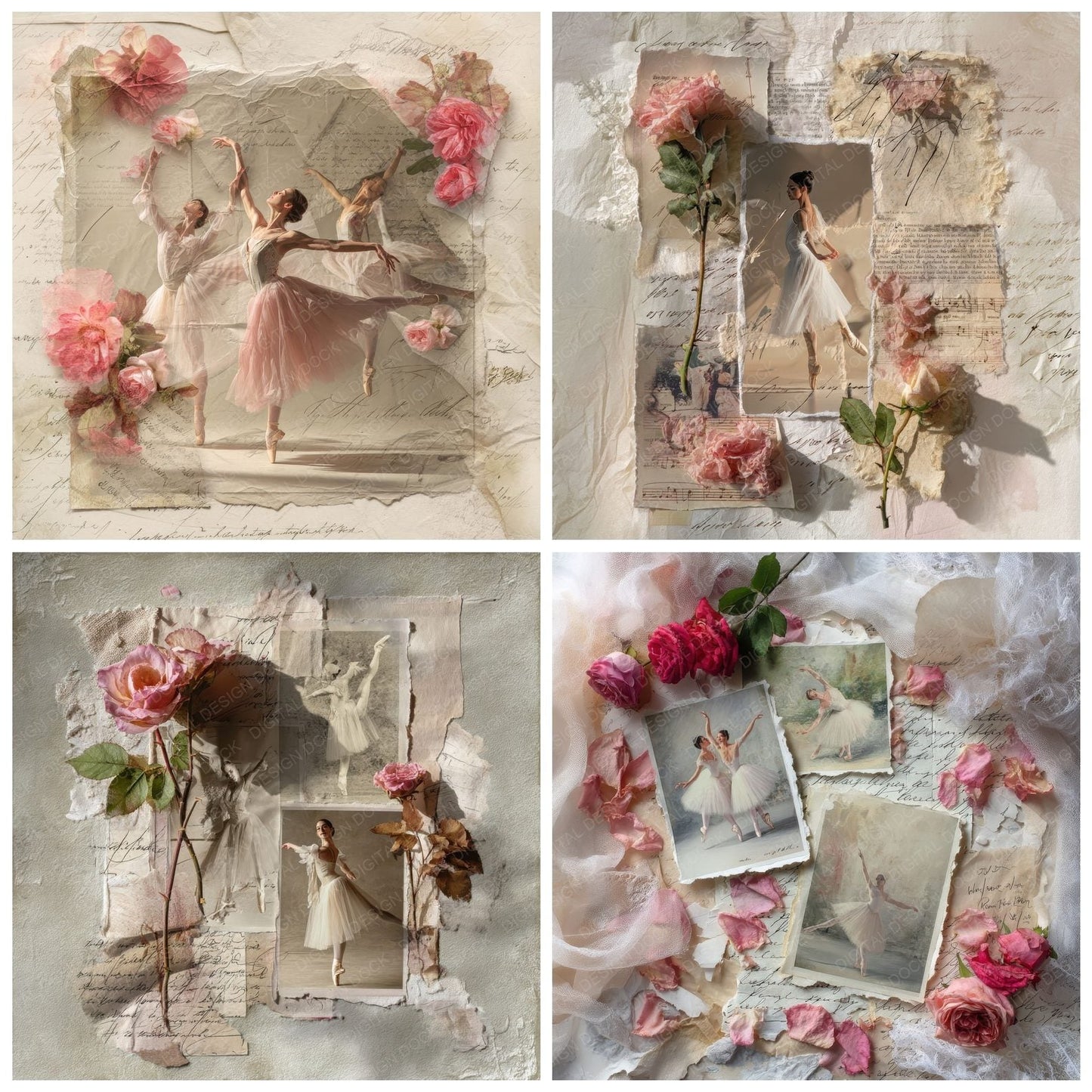 Collage Ballet Rose Muse Digital Paper Pack (DDD001030)
