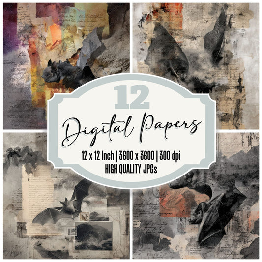 Collage Bat Cave Abstract Digital Paper Pack (DDD001032)