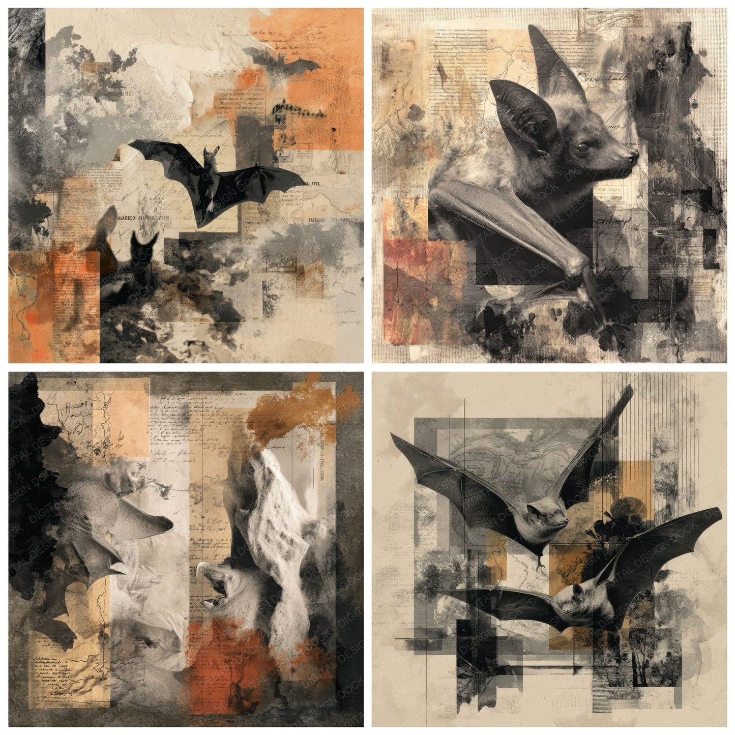 Collage Bat Cave Abstract Digital Paper Pack (DDD001032)