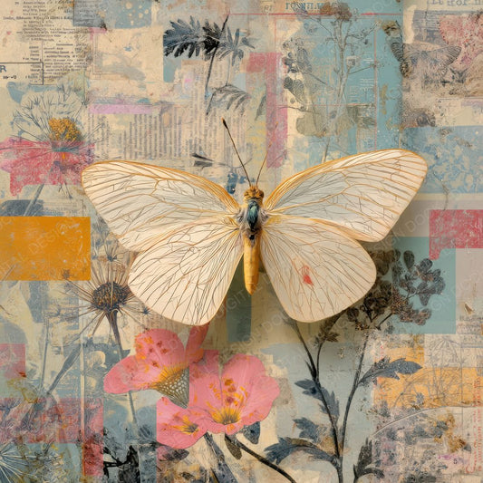Collage Butterfly Botanical Atlas Digital Paper Pack (DDD001035)