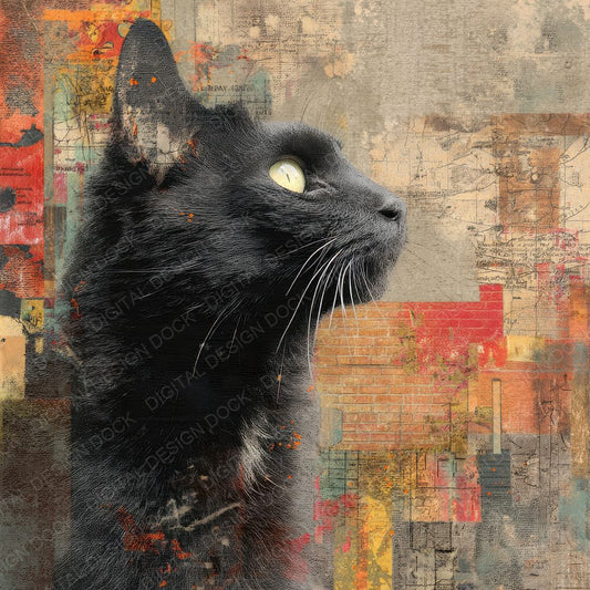 Collage Cat Urban Rooftop Digital Paper Pack (DDD001039)