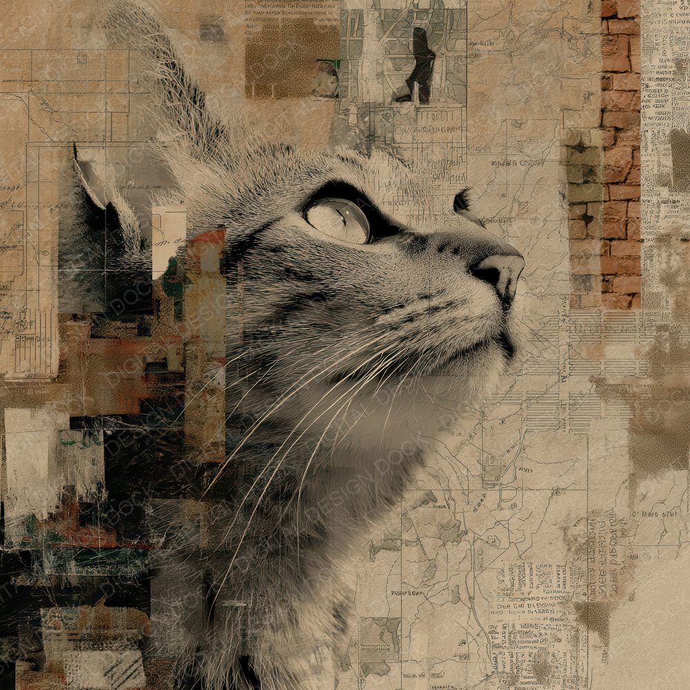 Collage Cat Urban Rooftop Digital Paper Pack (DDD001039)