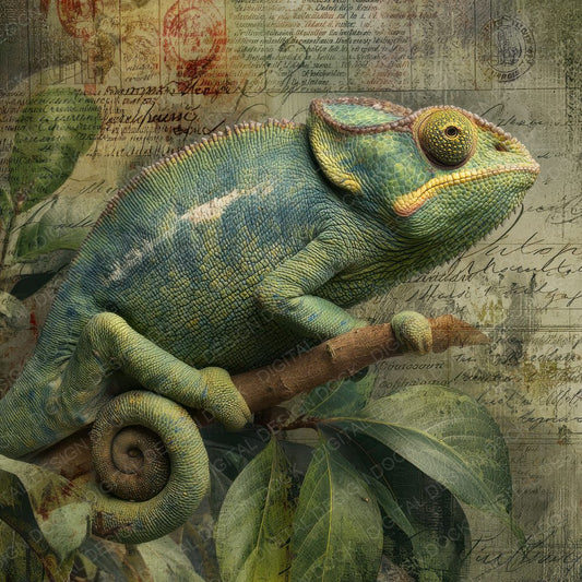 Collage Chameleon Madagascar Forest Digital Paper Pack (DDD001040)