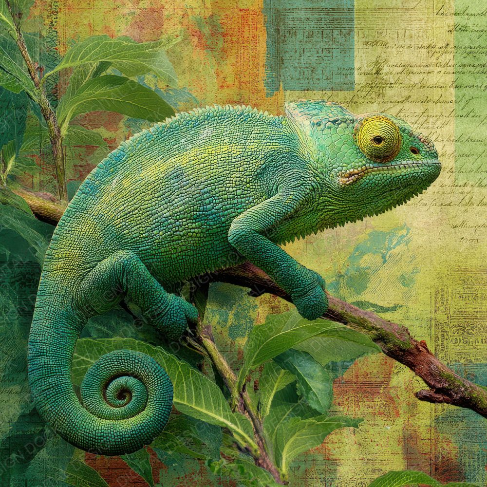 Collage Chameleon Madagascar Forest Digital Paper Pack (DDD001040)