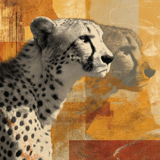 Collage Cheetah Savanna Texture Digital Paper Pack (DDD001041)