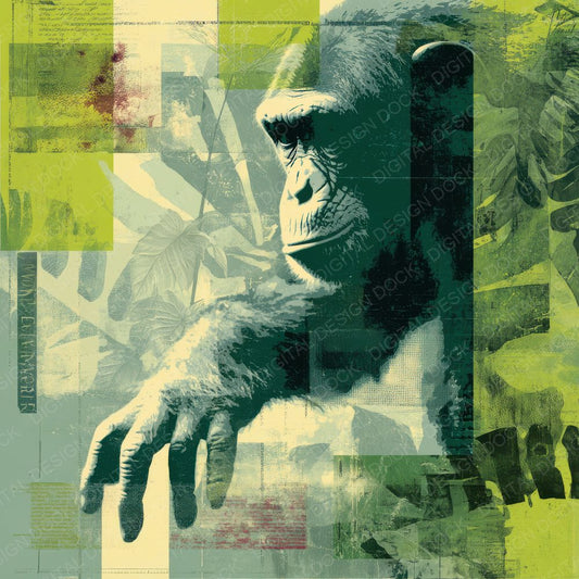 Collage Chimpanzee Jungle Canopy Digital Paper Pack (DDD001042)